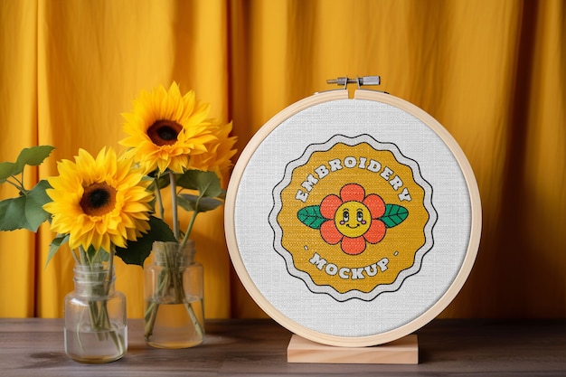 PSD embroidery frame mockup