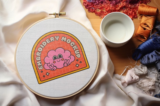 PSD embroidery frame mockup