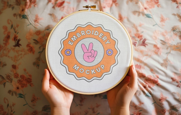 PSD embroidery frame mockup