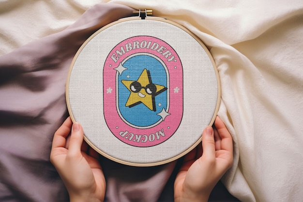 PSD embroidery frame mockup