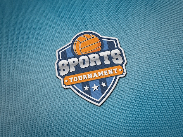 Embroidery logo patch mockup on jersey fabric