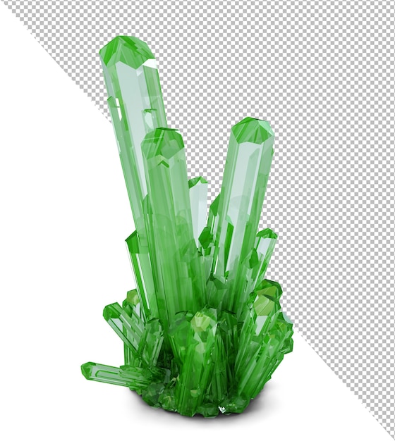 Emerald crystals Isolated over white 3d illustration