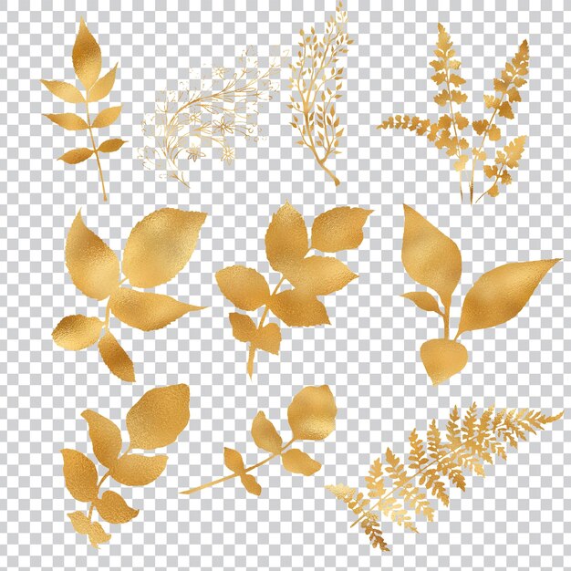 PSD emerald and gold floral elements