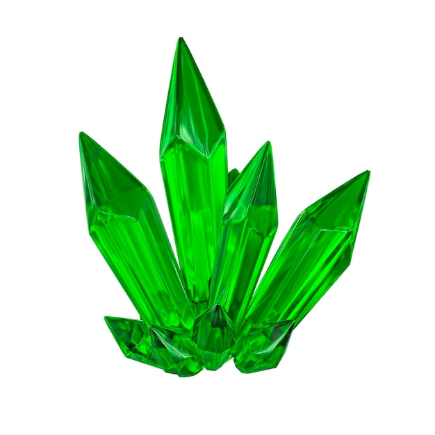 PSD emerald green crystal gems on transparent background