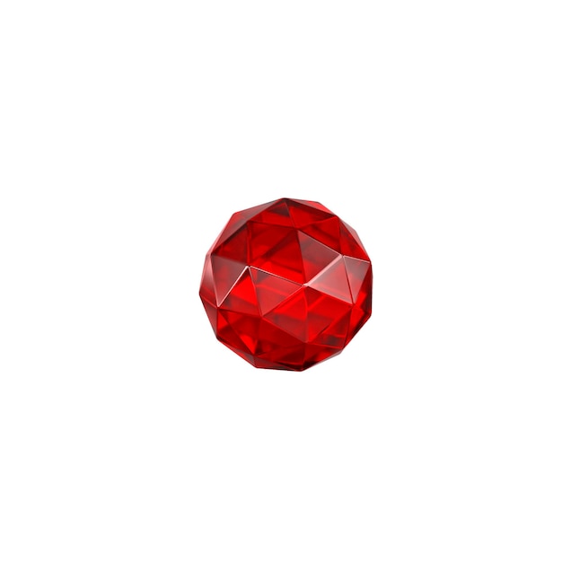 Emerald red crystal gems on transparent background