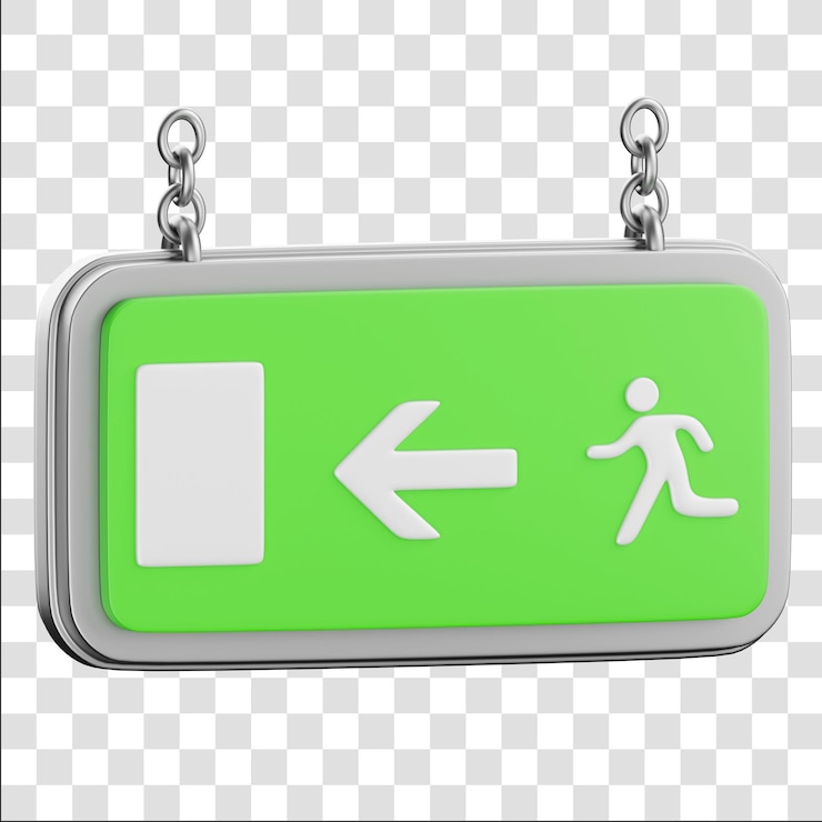 PSD emergency escape light 3d rendering icon isolated transparent background