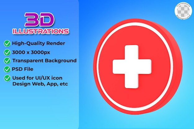 PSD emergency medical care road sign 3d illustration