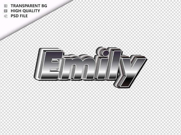 PSD emily typografie tekst zilveren zwarte psd transparent