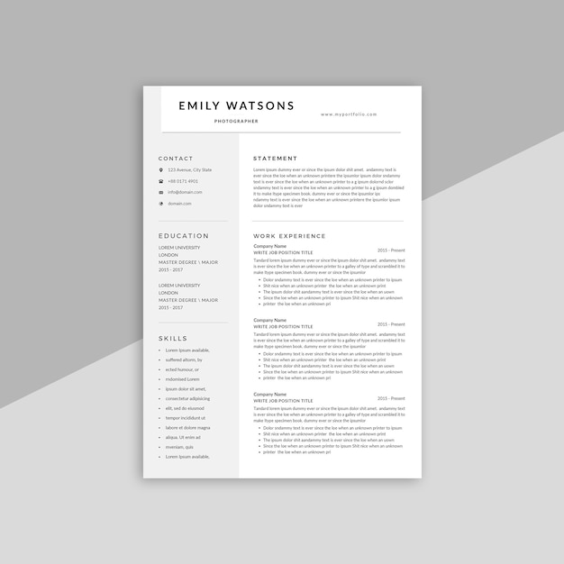 PSD emily watsons resume