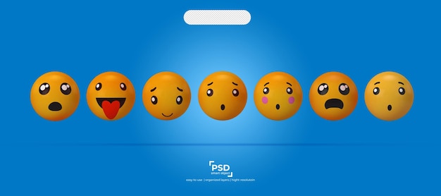 PSD emoji and 3d icons on transparency background vii