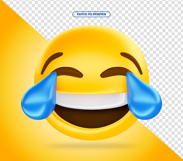 Emoji 3d render for social media cheerful crying laughing with falling tears