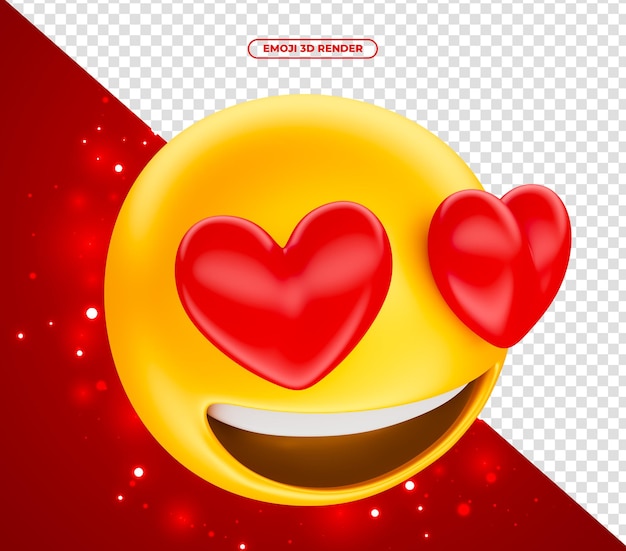 PSD emoji 3d render for social media in love with heart