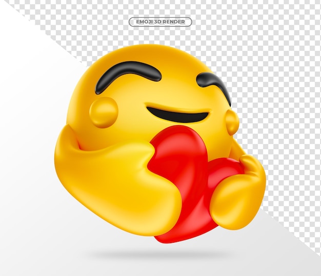 PSD emoji 3d render for social media in love with heart