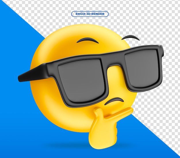 PSD emoji 3d render for social media pensive with sunglasses