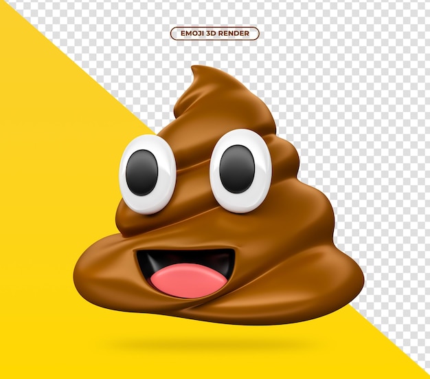 PSD emoji 3d render for social media poop cheerful