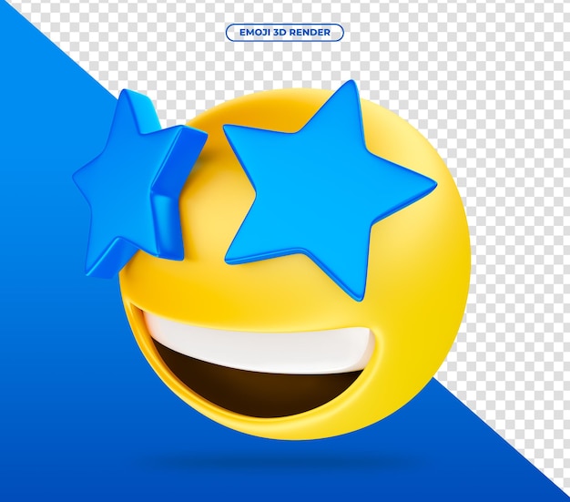 Emoji 3d render for social media surprised with stars on face