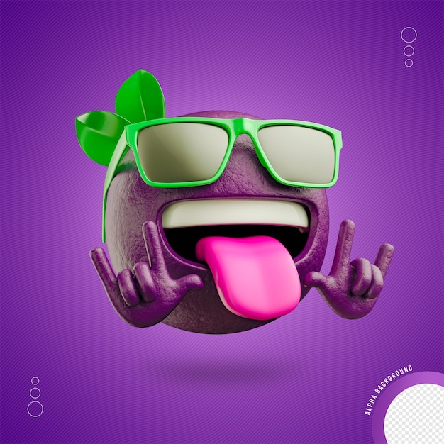 PSD emoji acai 3d occhiali di cartoni animati