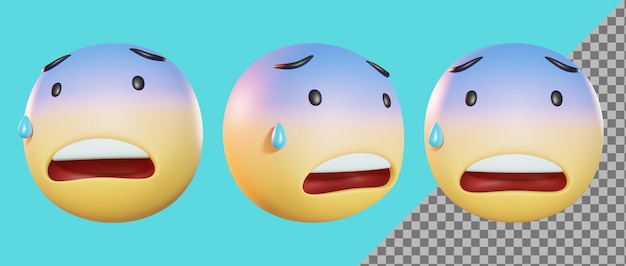 Emoji ansioso viso con sudore 3d render illustrazione 3d