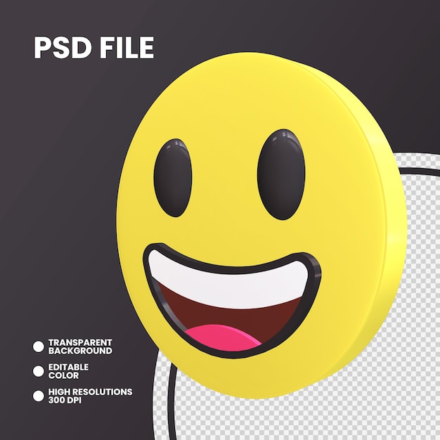 PSD emoji coin 3d rendering isolated big eyes