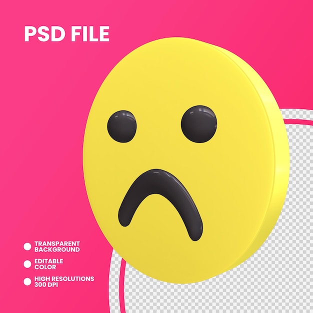 PSD rendering 3d moneta emoji isolato faccia accigliata