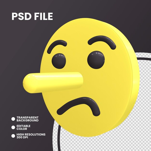 PSD emoji coin 3d rendering isolated lying face