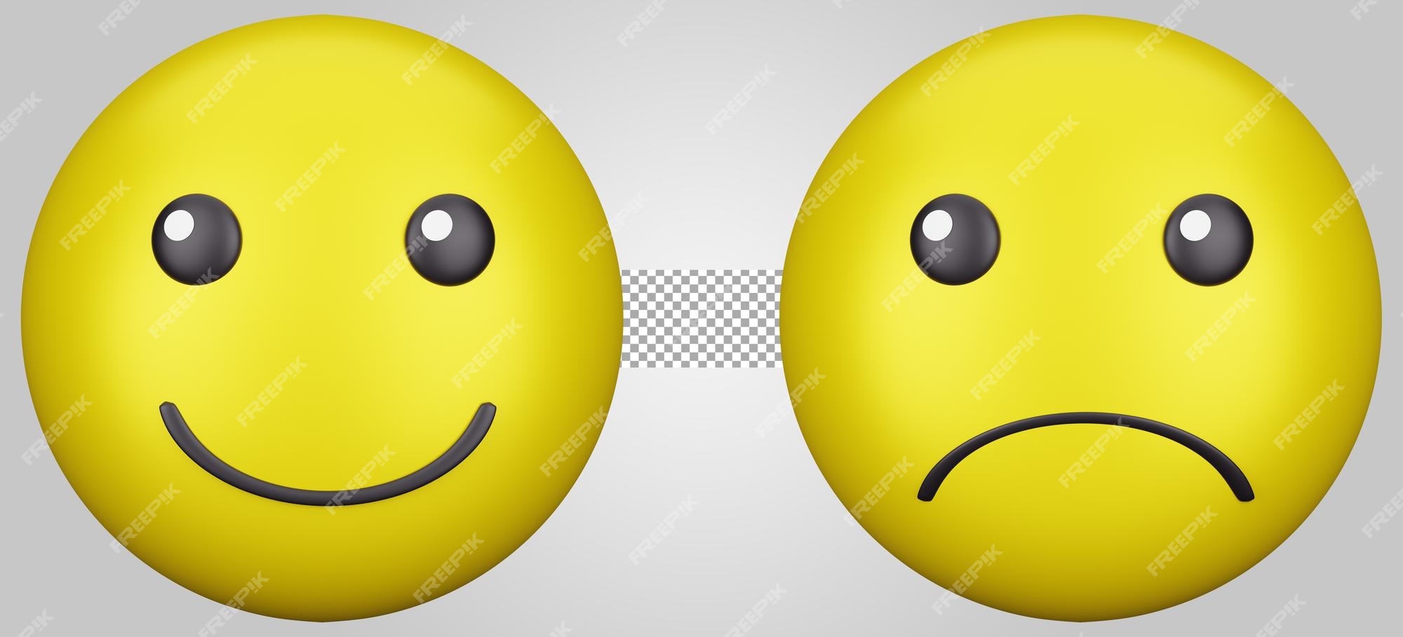 Premium PSD | Emoji cute faces in happy and sad facial expression ...