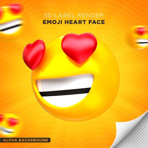 Emoji faccia cuore 3d render