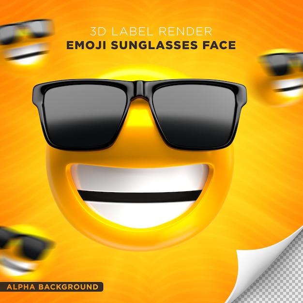 Emoji face sunglasses 3d render