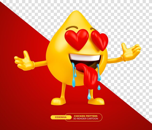Emoji fried chicken coxinha brazilian food emoji cartoon character in 3d render