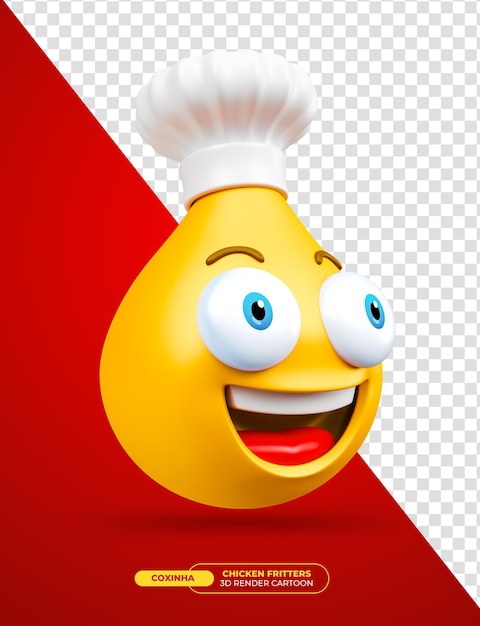 Эмодзи жареная курица коксинья бразильская еда эмодзи персонаж мультфильма в 3d рендеринге