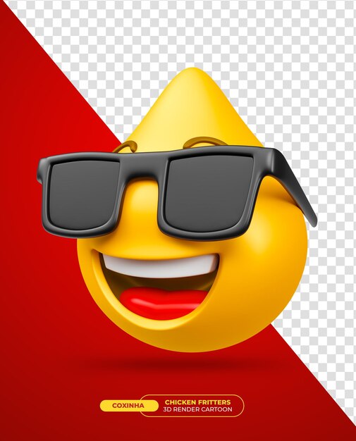 PSD emoji gebakken kip coxinha braziliaans eten emoji stripfiguur in 3d render