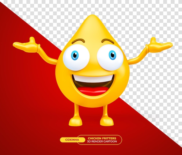 PSD emoji gebakken kip coxinha braziliaans eten emoji stripfiguur in 3d render