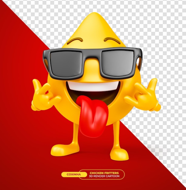 PSD emoji gebakken kip coxinha braziliaans eten emoji stripfiguur in 3d render