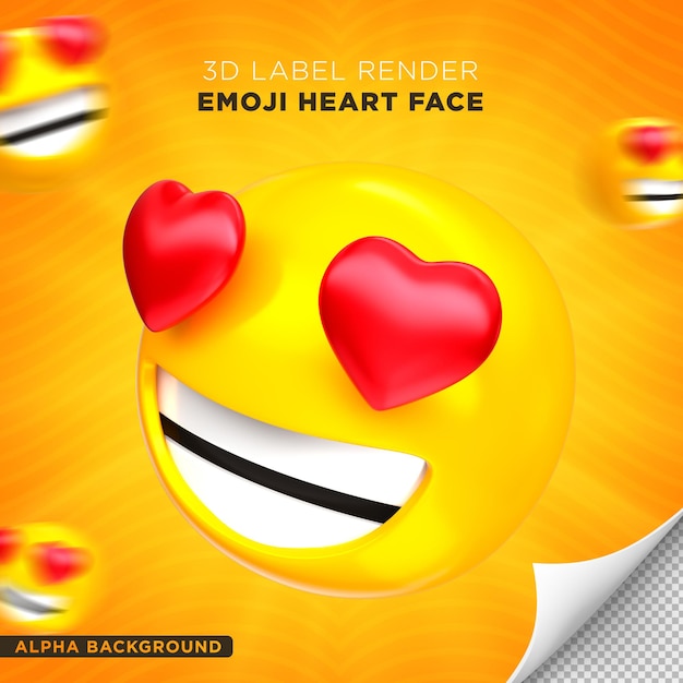 Emoji gezicht hart 3d render