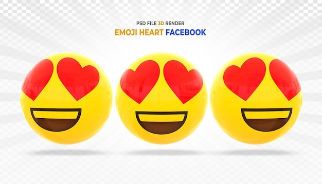 Emoji heart facebook 3d render