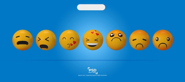 PSD emoji i ikony 3d na przezroczystym tle iv