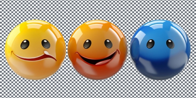 PSD Икона эмоджи с различными эмоциями, изолированная на прозрачном фоне 3d-иллюстрация