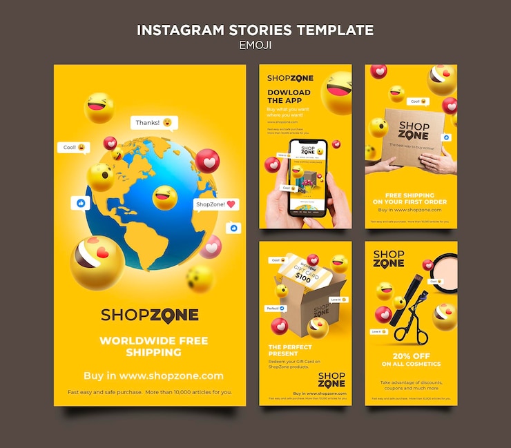 PSD шаблон историй эмодзи instagram