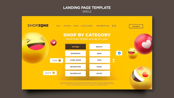 PSD emoji landing page