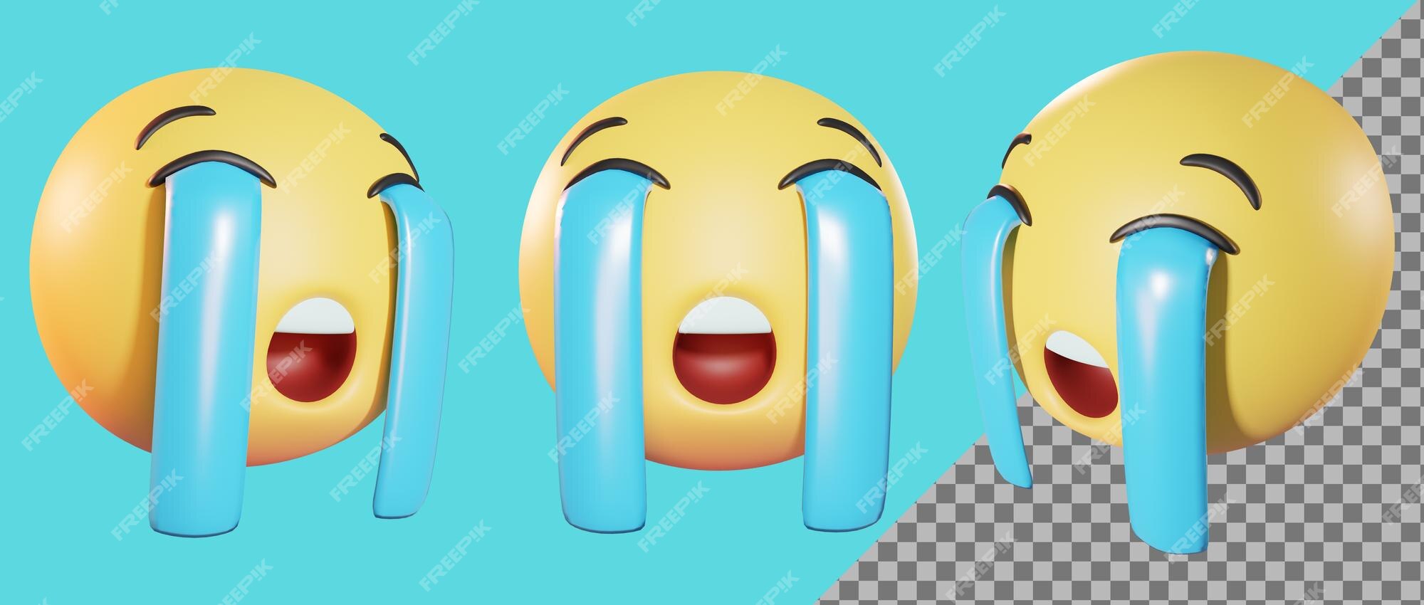 3d render of haunting, nightmarish, cursed crying emoji with realistic  details