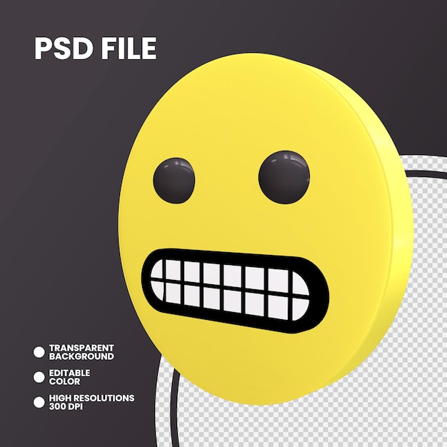 PSD emoji-muntstuk 3d-rendering geïsoleerd grimassen gezicht