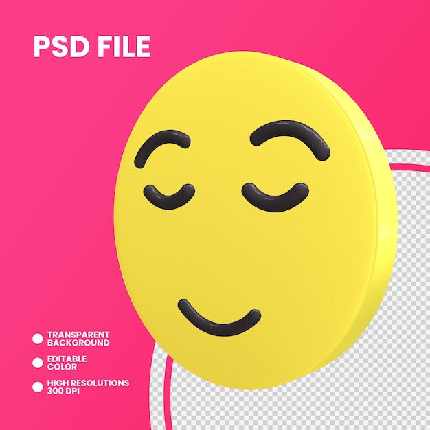 Emoji-muntstuk 3D-weergave geïsoleerd Opgelucht gezicht