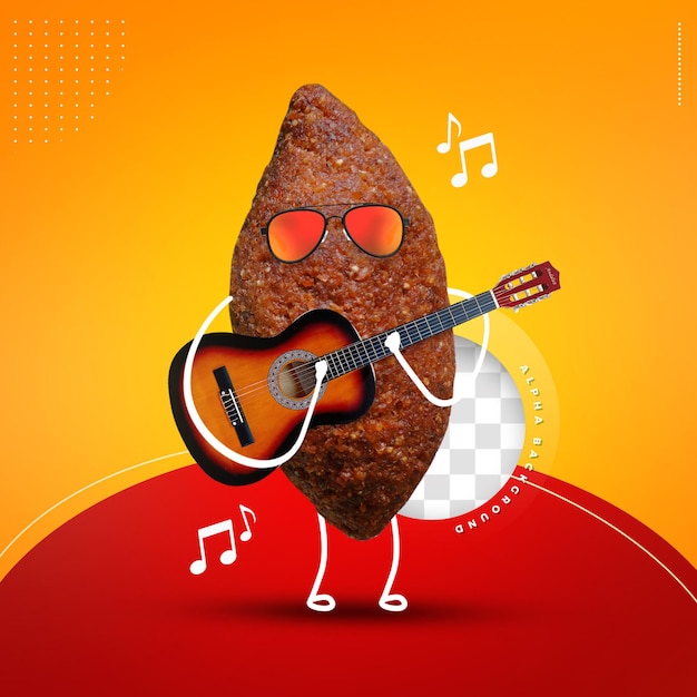 PSD emoji quibe snack playing the guitar