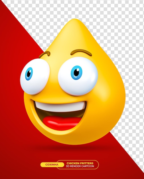 Emoji Smażony Kurczak Coxinha Postać Z Kreskówki Emoji Brazylijskiego Jedzenia W Renderowaniu 3d