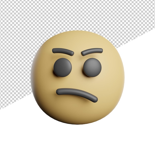 PSD emoticon confusion face 3d rendering icon illustration on transparent background