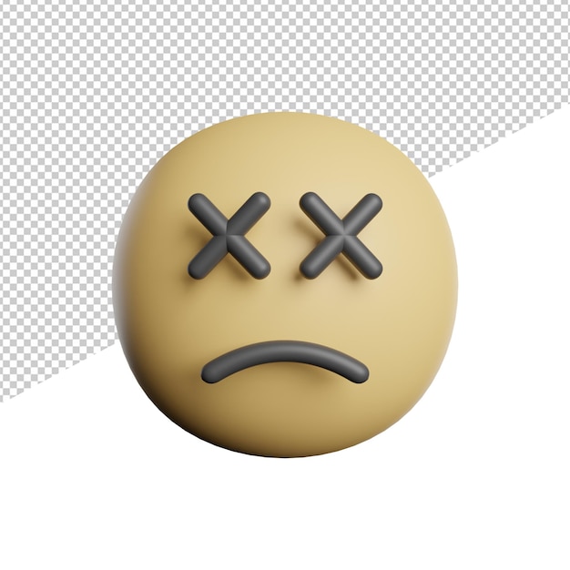 Emoticon dode huid gezicht 3d-rendering pictogram illustratie op transparante achtergrond