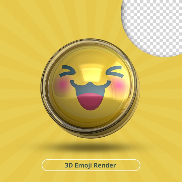 Emoticon or emoji 3d icons rendering illustration happy transparent background