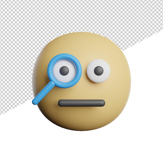 Emoticon Find Face 3D rendering Icon Illustration On Transparent Background