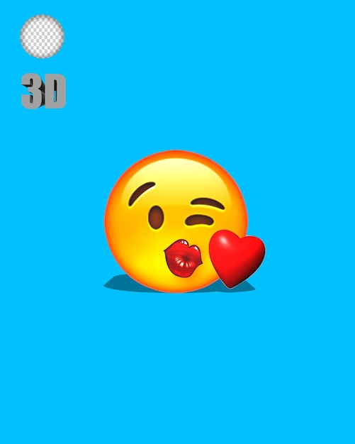 Emoticon giving a kiss with painted lips