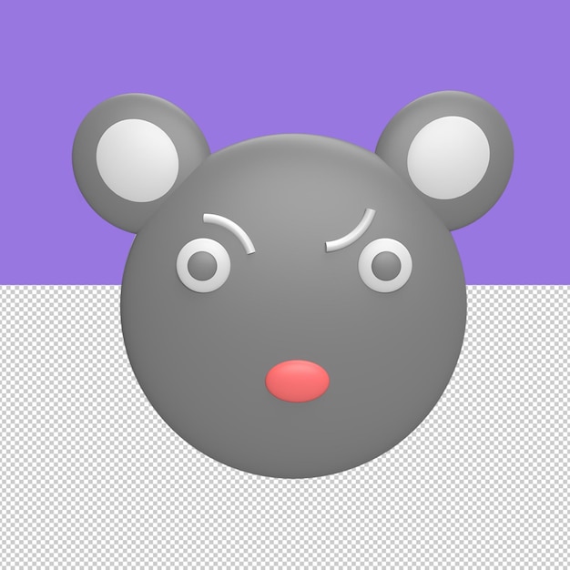 Emoticon koala 3d icon model cartoon style concept render illustration